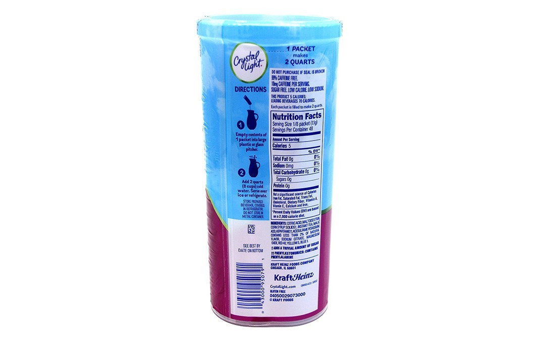 Crystal Light Rasberry Iced Tea (Made With Black Tea)   Plastic Container  45 grams